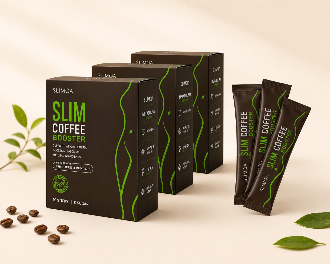 SLIMQA Slim Coffee Booster Portionsbeutel – natürliche Kaffeemischung